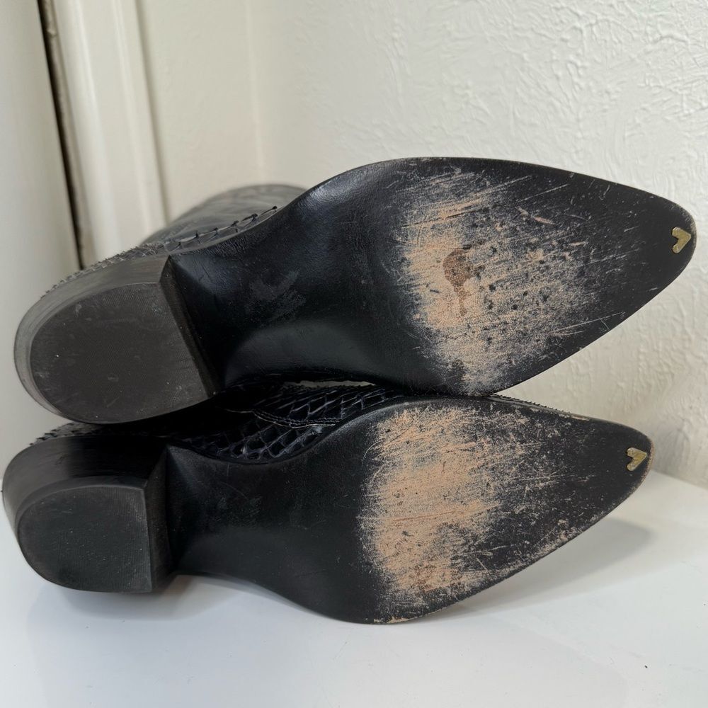 Vintage Tony Lama Snakeskin Navy Blue Leather Cowboy Boots Size 6.5 EUC - Picture 7 of 7